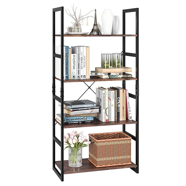 
Custom Design Bookshelves Shelving Unit Wood Office Book Cases Rack Modern Bookcase Brown Cheap Simple Metal Bookshelf 