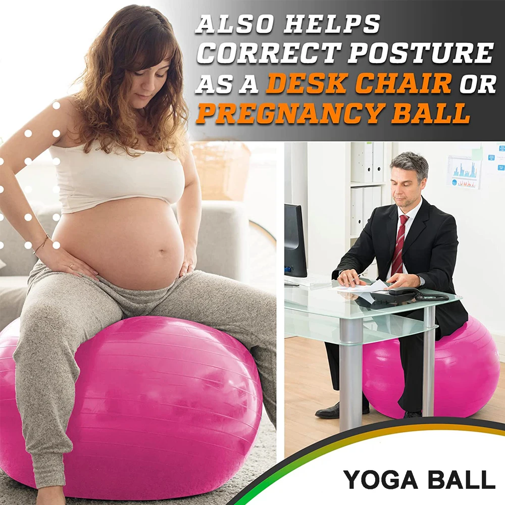 Custom Logo Extra Thick Frosted Surface Yoga Ball 55CM 950G Workout Pilates Gym Balance Exercise Ball Chair With Air Pump