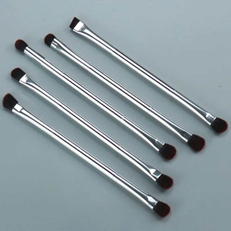 Silver Handle Double Sided Synthetic Hair Eye Shadow Concealer Brush Single Cosmetic Tool Makeup High Light Brush