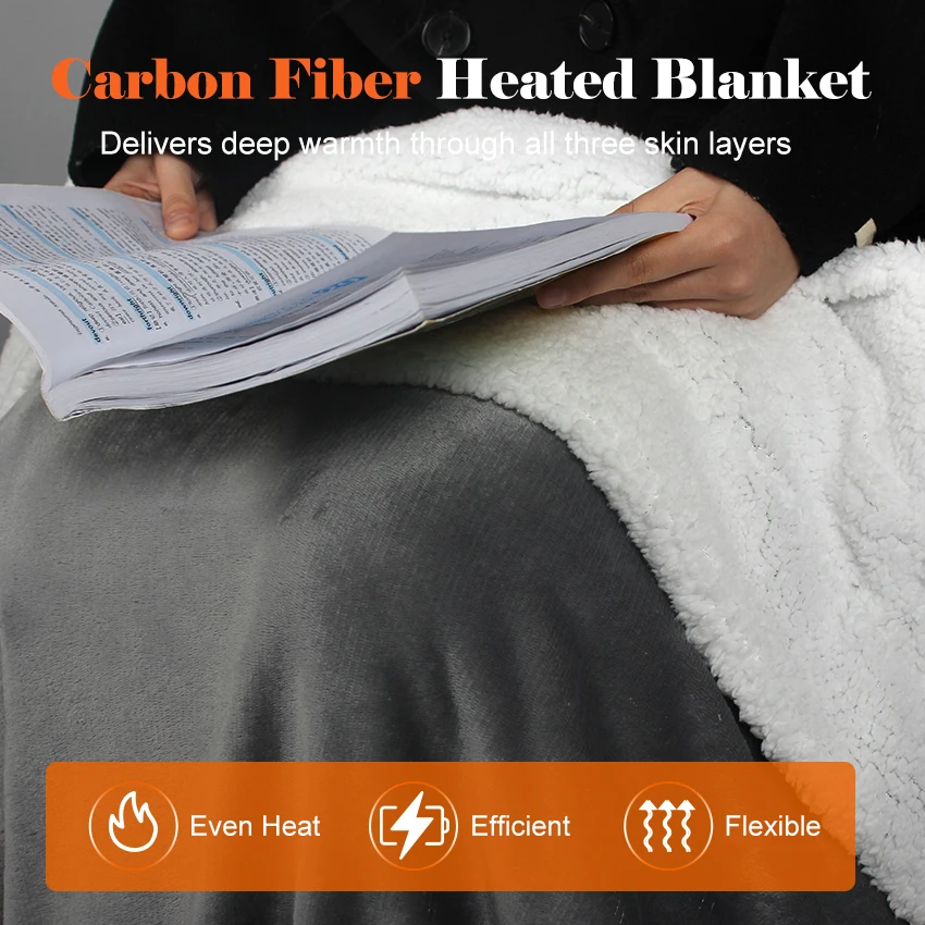 Custom Wholesale Eco-Friendly USB Rechargeable OEM Electric Heated Fleece Sherpa Blankets For Winter