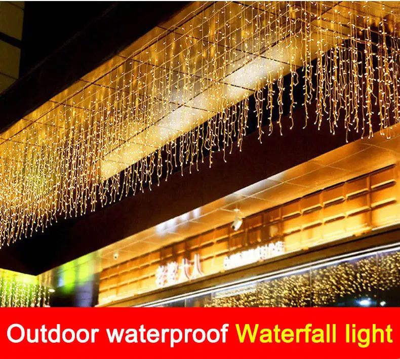 Custom Xmas Decoration String Lights Waterproof Party Wedding Garden Tree 60m Curtain Led Christmas Hanging Light For Event