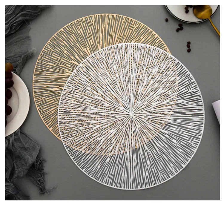 Luxurious PVC Hollow Insulation Coaster Pads Round Table Bowl Mats Heat Resistant Placemat For Dining Table Decorating