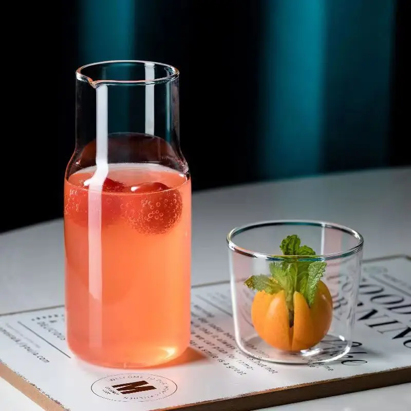 Mini Glass Water Bottle Heat-Resistant Juice Container  Flower Tea Pot Milk Cups  Beverage glass