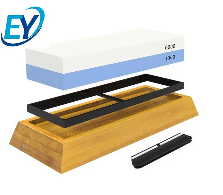 Double Sided Whetstone 400/1000 and 3000/8000 Professional Manual Natural Sharpener Stone with Non-Slip Base