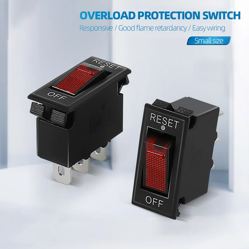 10A rocker switch KCD3 10A 250V 3 pin 2 position overload protection switch