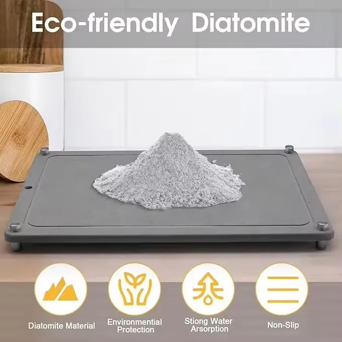 New Marble Hard Diatomite Quick Drying Kitchen Counter Mats Absorbent Mat Tray Stone Dish Drying Mats for Kitchen Counter