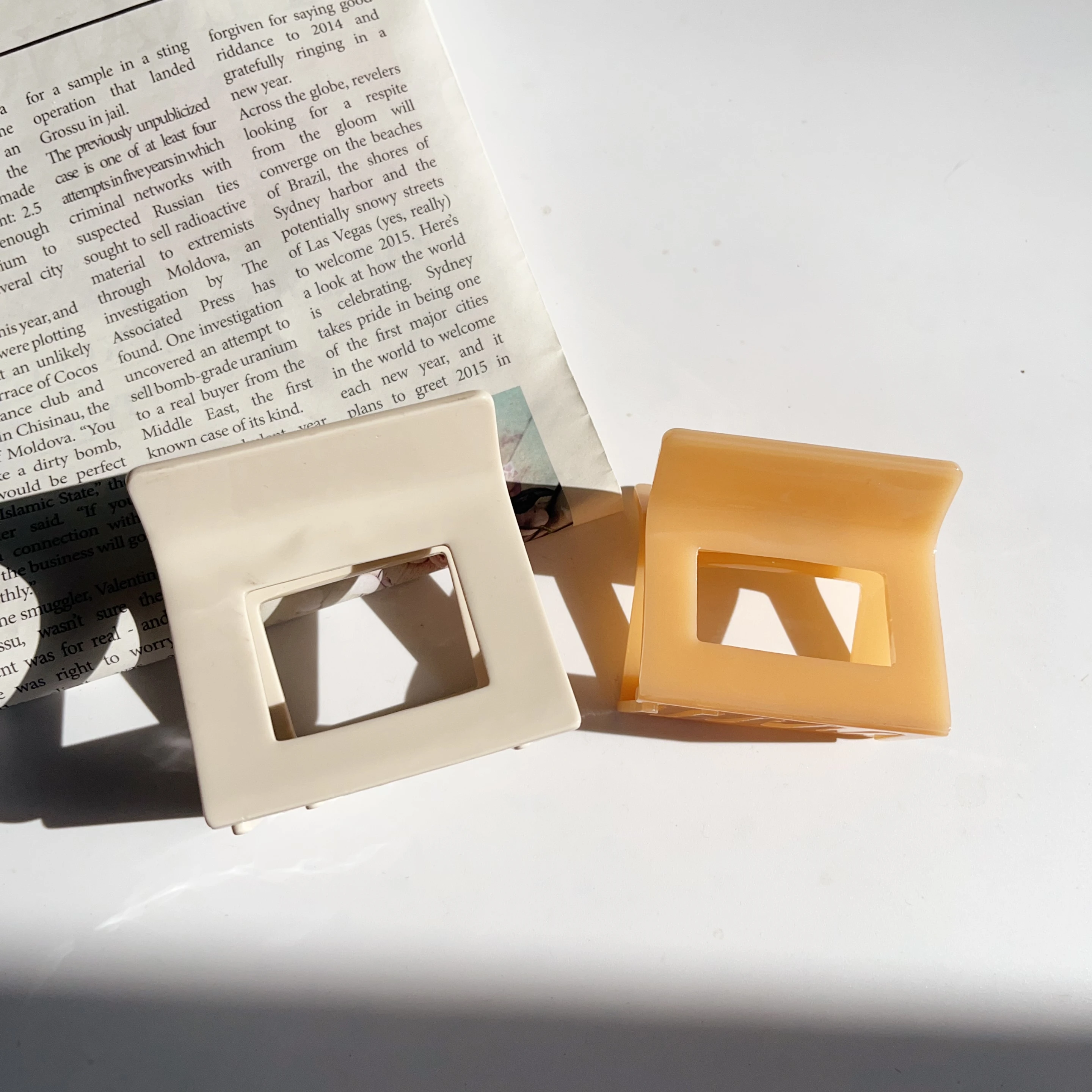 Honey custom shape acetate hair claw clips unique large square claw clips for thick hair