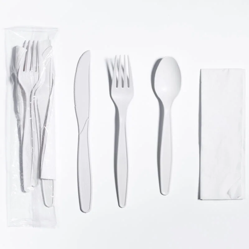 2024 Medium Weight Disposable PP PLA Forks and Spoons 2.5g Plastic Cutlery Utensils for Events Flatware Knife Tableware