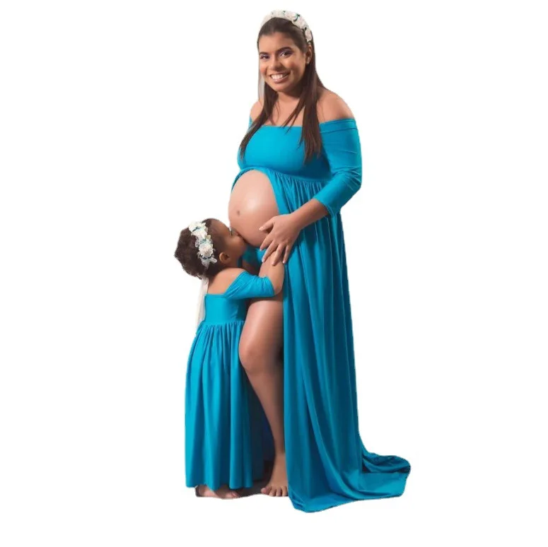 Mommy and Me Clothes Photography Pregnant Women Maternity Maxi Dress Mother and Daughter Dresses