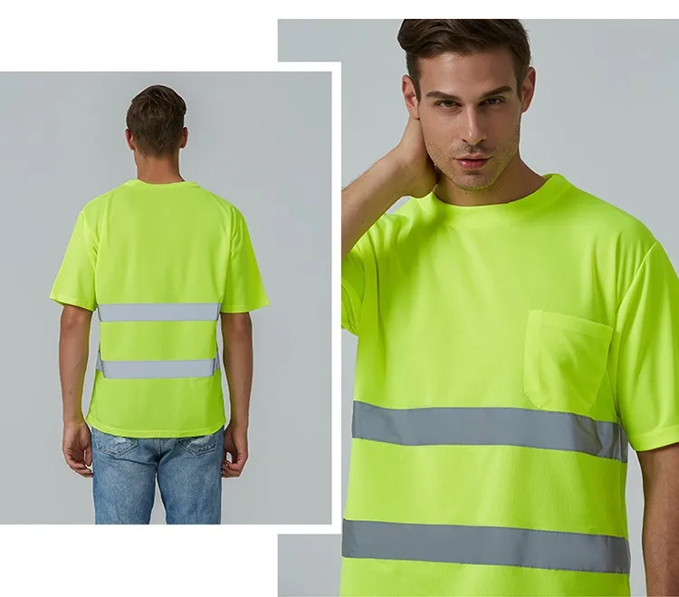 100% полиэстер на открытом воздухе с длинным рукавом Hi Vis Акция мужские тренировочные брюки со светоотражающей форма спецодежды полосатая теплопередачи футболка круглым вырезом и цветочным