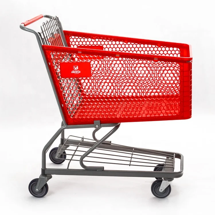Plastic Shopping Carts for Sale Jiayuan Durable Folding Plastic Trolley Manufacturers Air Bubble Film 4 or 5 Inch 4' PU Wheels