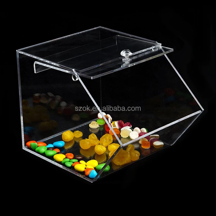 Custom different size mix bulk acrylic cereal grain candy nuts display food storage container bins /box