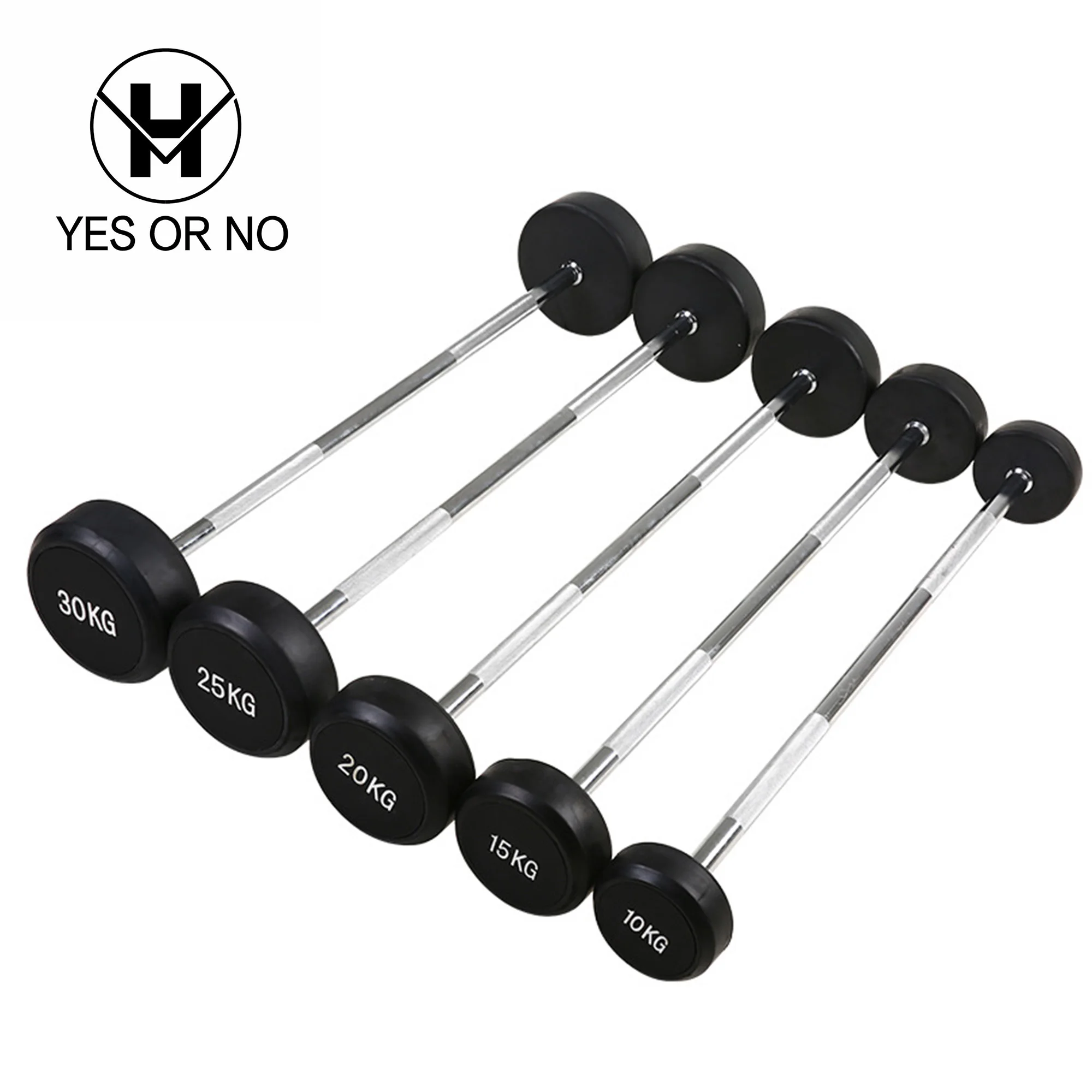 Top Sale Indoor Fitness Equipment Weightlifting Straight Curl Rubber Barbell Bar for Gym