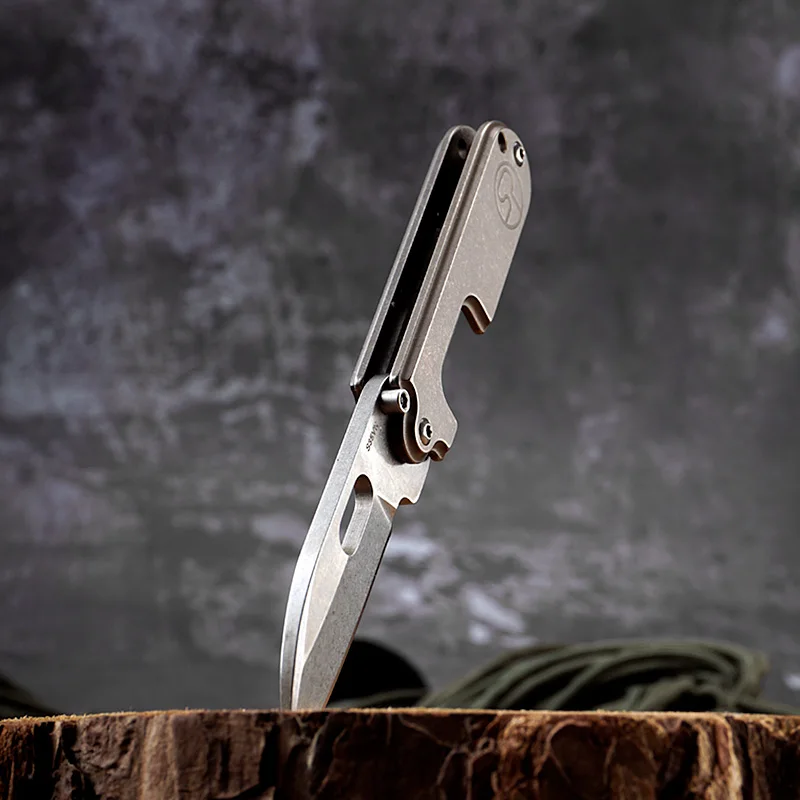 Mini Outdoor Folding Knife Stainless Steel Pocket Knife Stonewashed KeyChain Pendant Pea Shape Knife EDC Tool