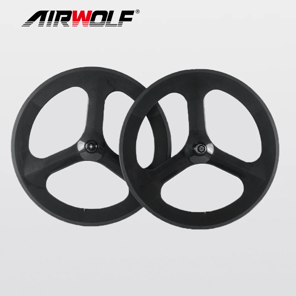 700C carbon wheelset 65mm Tri spoke road wheel,Clincher/Tubular with 23mm width 3 spoke carbon bike wheels