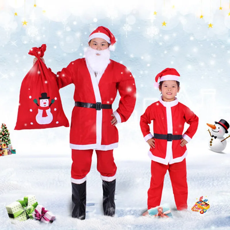 Wholesale Christmas santa hat clothes trousers belt beard costume clothing christmas santa claus suit father christmas costume