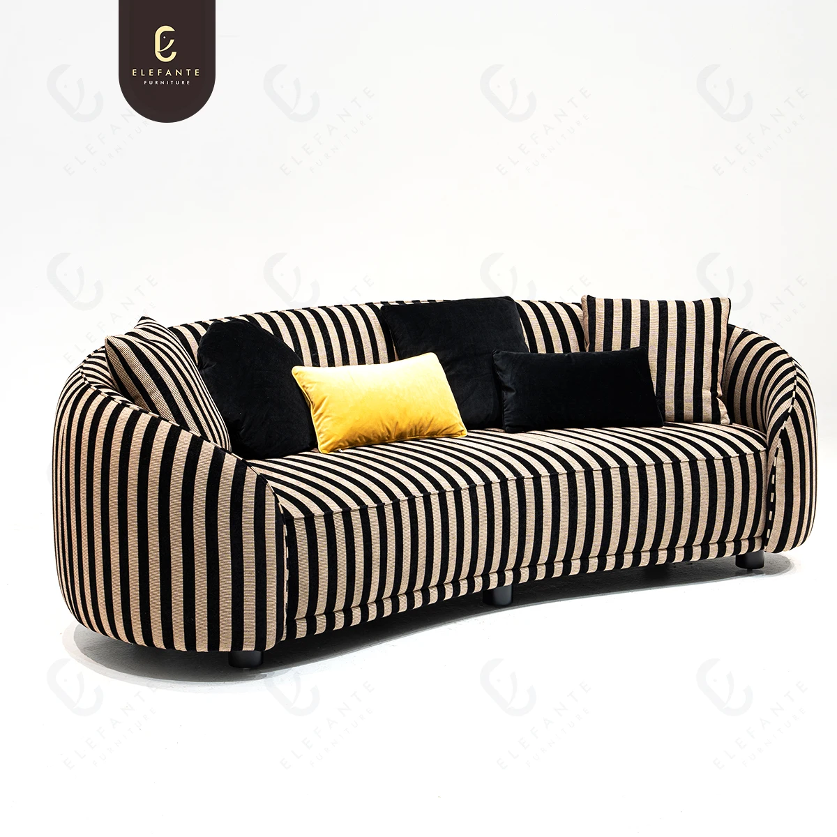 Modern Fabric Section Sofa Set Furniture Living Room Stripe Sofa