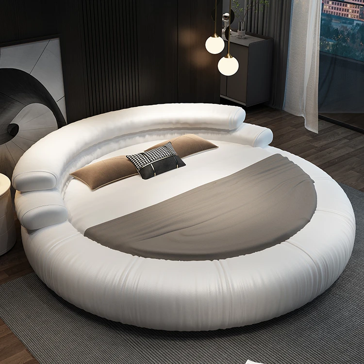 Двухместная круглая кровать итальянская минималистская легкая Роскошная мягкая сумка гостиничная