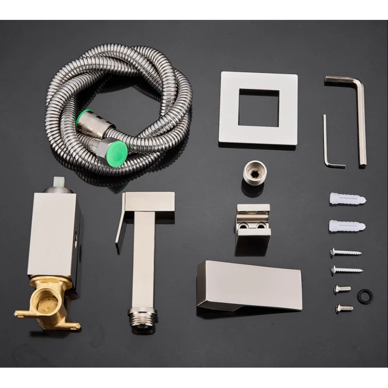 Nickle Brush Hand Held Toilet Bathroom Bidet Shower Head Spray Sprayer With Adjustable Pressure Shut-off Valve