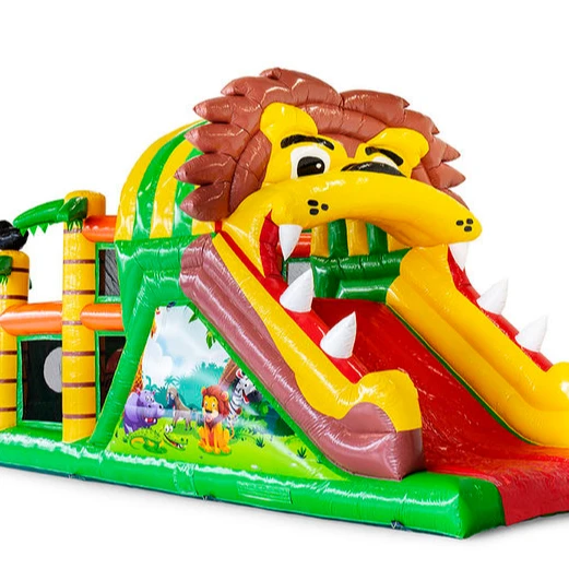 lion  crocodile theme inflatable  china cheap commercial inflatable obstacle course for sale