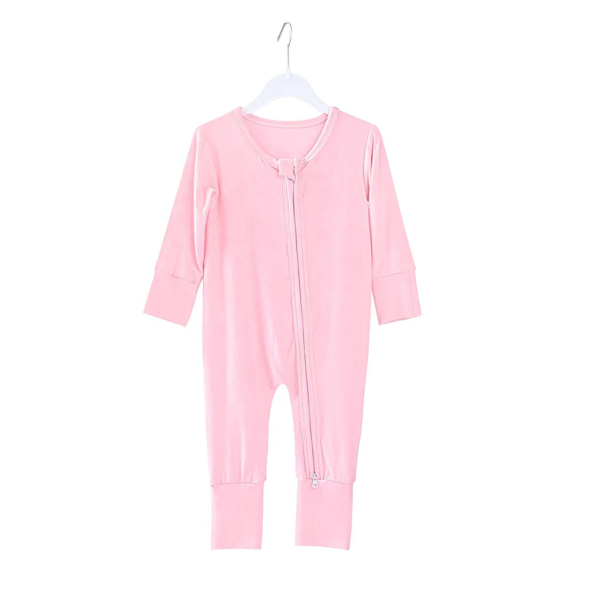 Puresun kids 100% bamboo body suit solid colors newborn baby zipper sleepwear infants unisex romper with fold cover