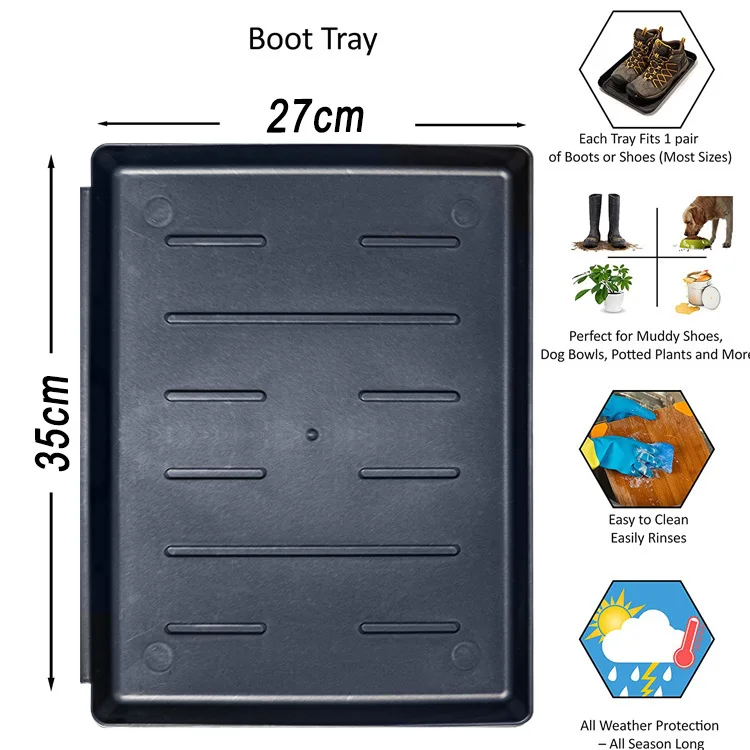 S Set of 3 Multi-Purpose Boot plastic Shoe Drip Trays for Rain Boots Winter Boots Sneakers use in Indoor Outdoor All Seasons