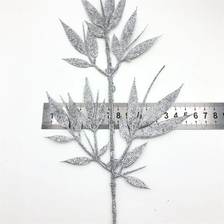 Lengthened gold pink bamboo leaves Christmas flowers Christmas tree decoration Picture frame Dress Mask scene arrangement Plasti