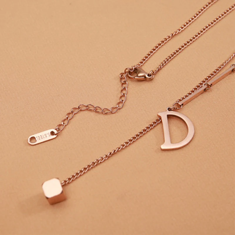 Titanium steel necklace jewelry female new design online celebrity simple letter D pendant sweater chain women luxury necklaces