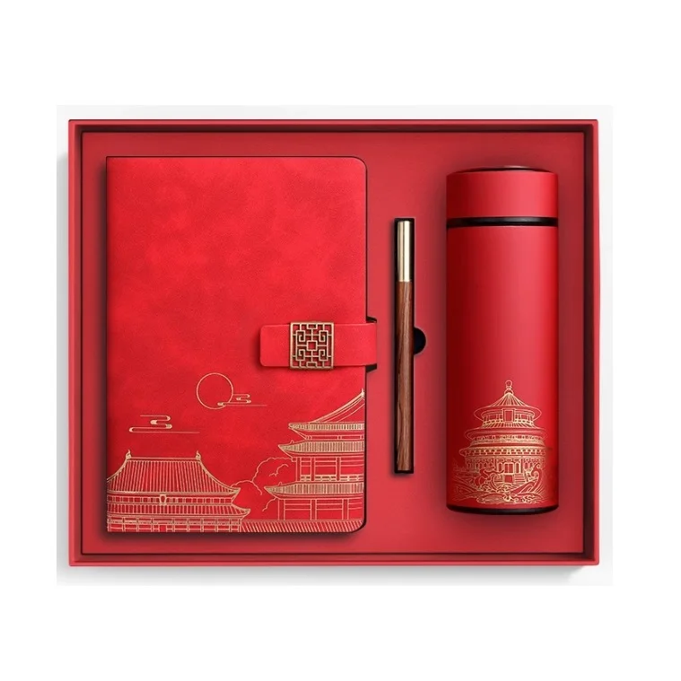 Customizable National Tide Forbidden City Cultural Creative Thermos Business Holiday Gift Set with Notebook Gift Box Souvenirs