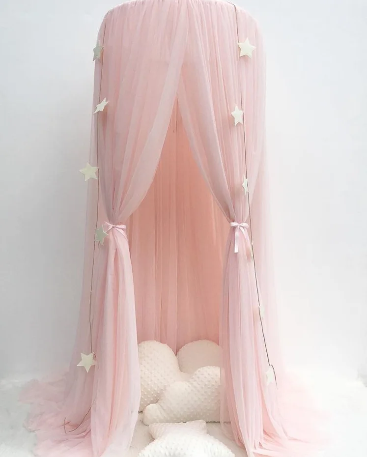 INS Yarn Play Tent Nursery Room Kids Playing Reading Children Round Lace Dome Netting Mosquito Baby Curtain Bed Canopy