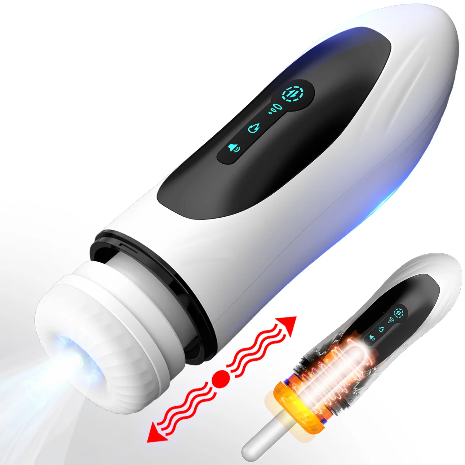 Male Masturbation Aircraft Cup Retractable Sucking Exercise Device Intelligent Heating and Sound Adult Sexual Products