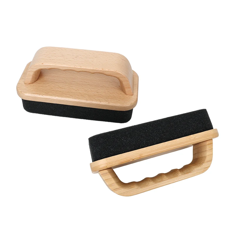 Factory Wholesale Wooden Bamboo Shoe Shine Sponge Leather Care Shoe Polish Sponge Cleaning