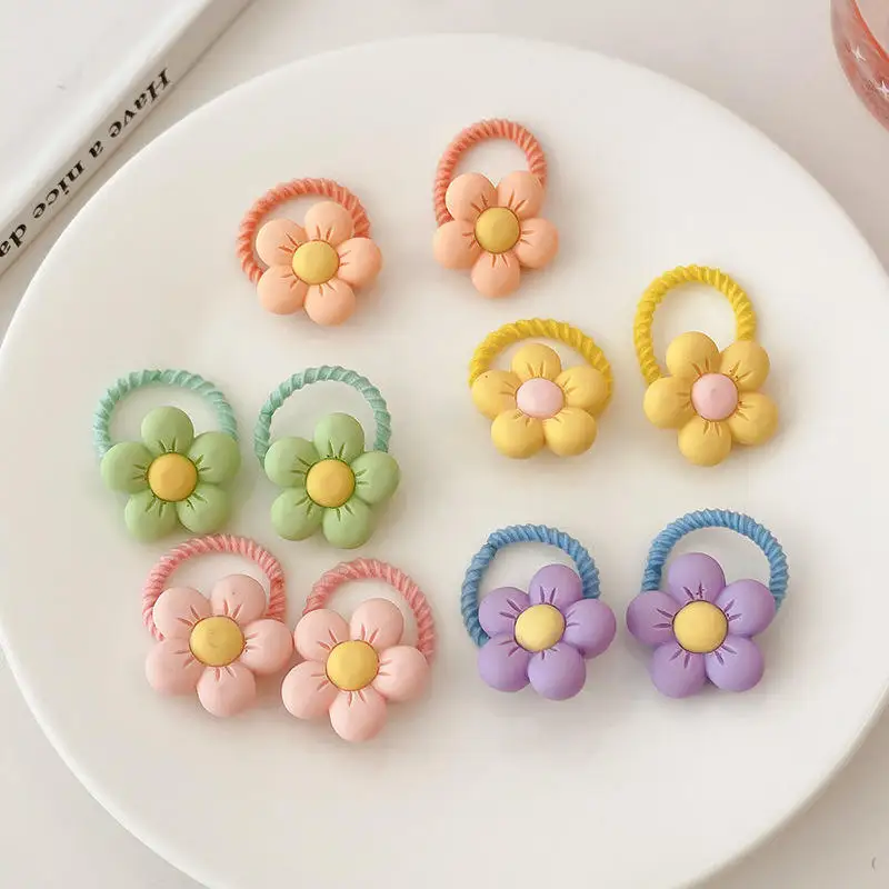 10PCS 2023 Hot Children Cute Candy Color Small Mini Thumb Hair Ties Set Lovely Cartoon Rubber Bands Girls Baby Hair Accessories