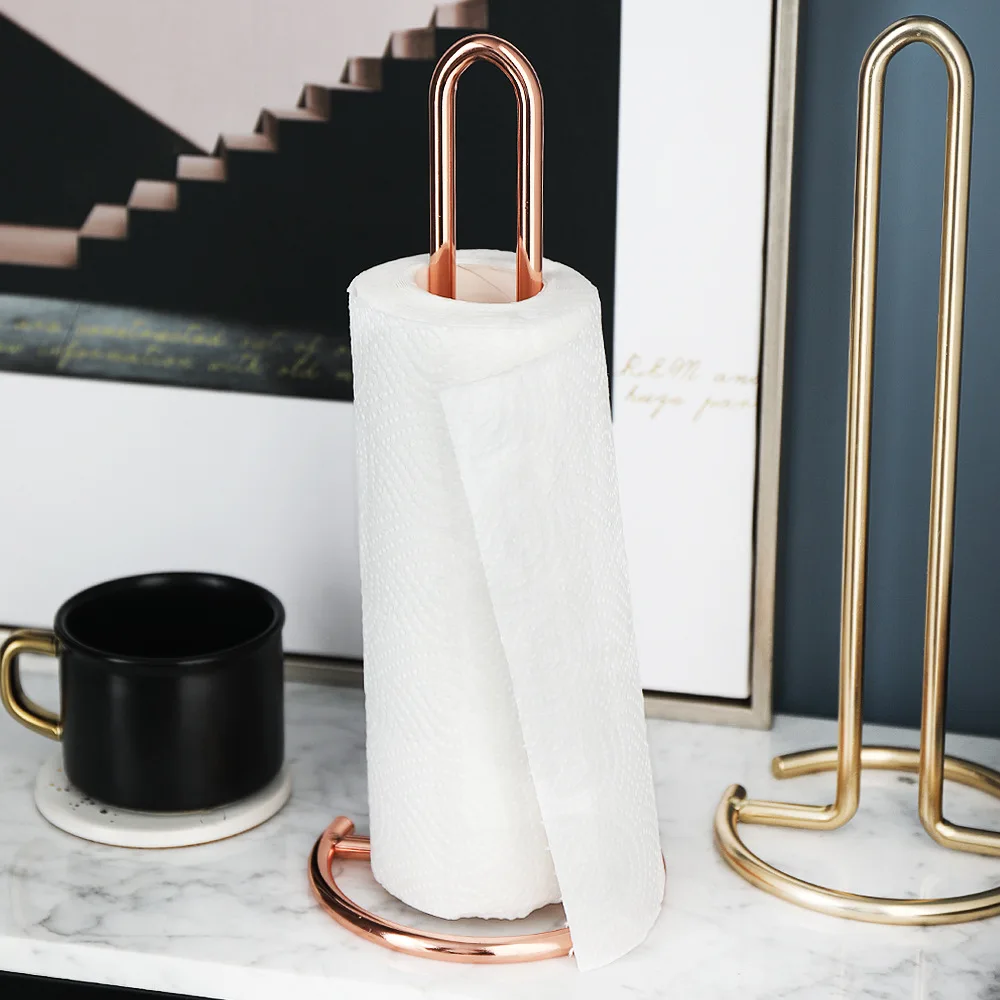 2019 Homedec kitchen tissue paper roll holder standing hand table towel holder Rose Gold