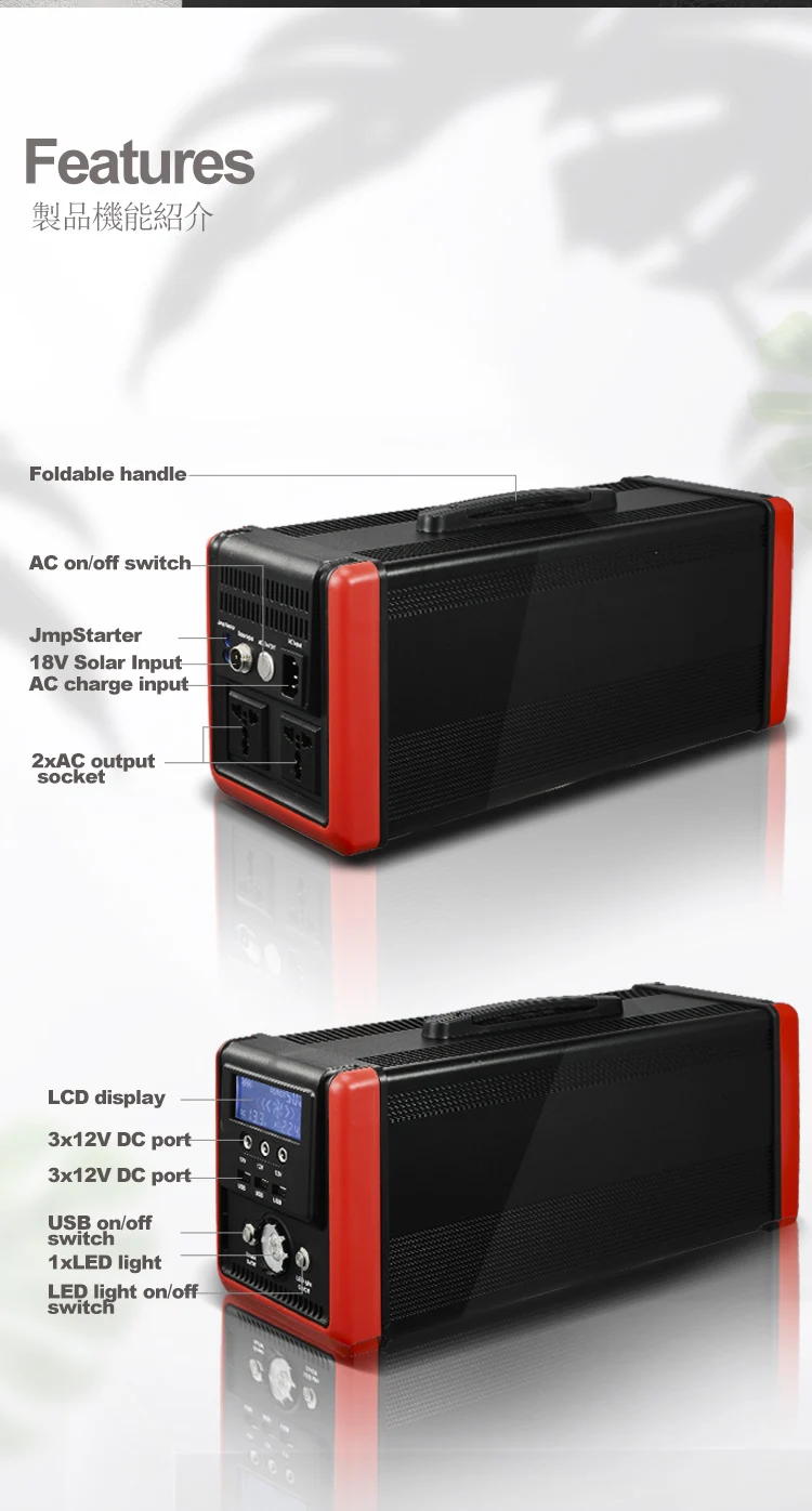Solar power system with Solar Panel TV and fan for use lighting fireside outside red