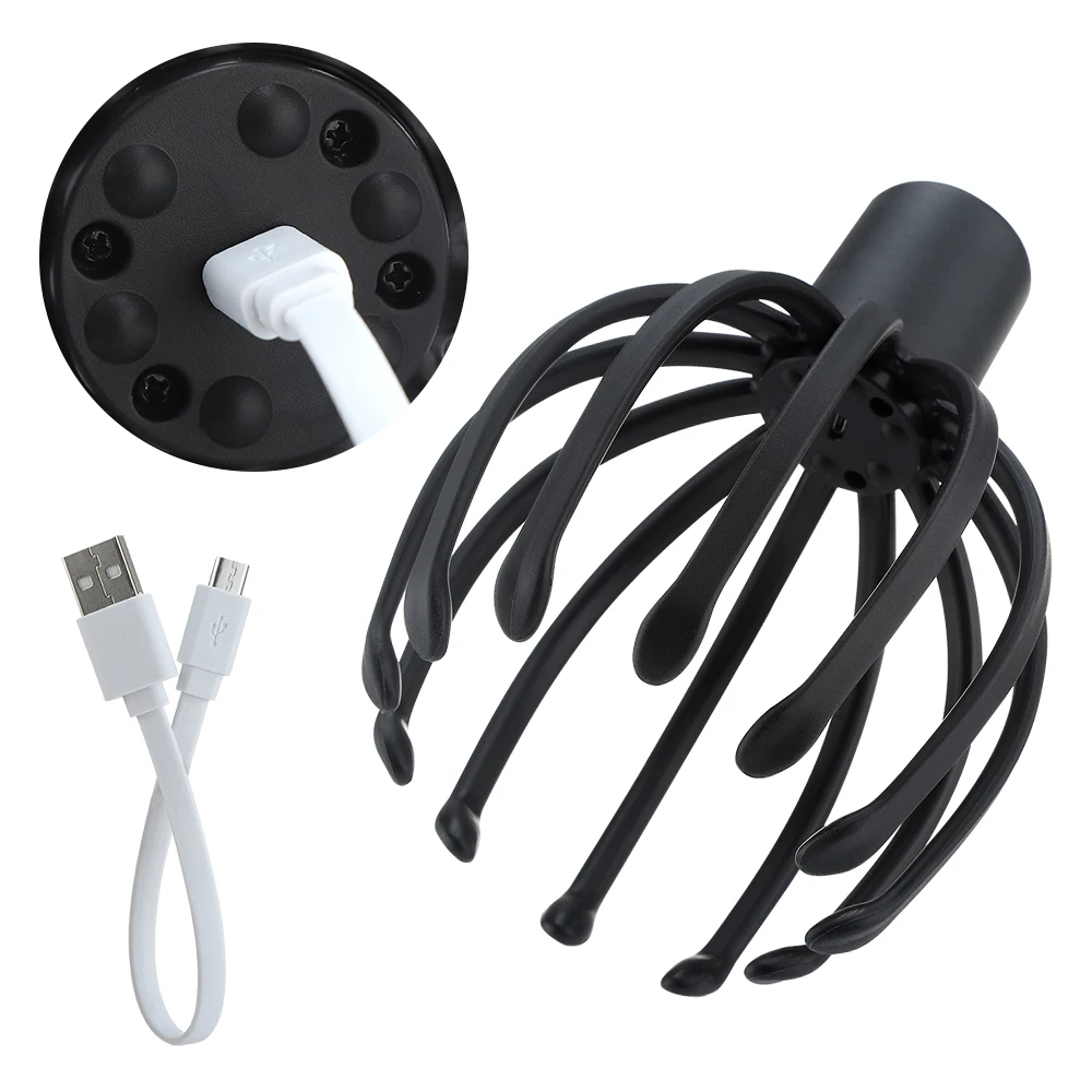 Электрический головы массажер USB перезаряжаемые Осьминог Массаж Когти для глубокую релаксацию стимуляции волос и снятия стресса