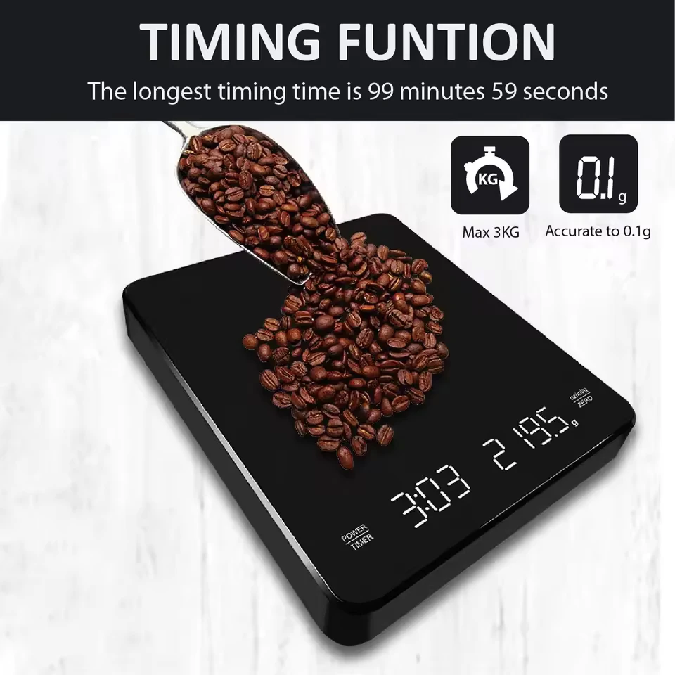 3kg Electronic Waterproof Multifunction Small Digital Kitchen Food Coffee Scale With Timer