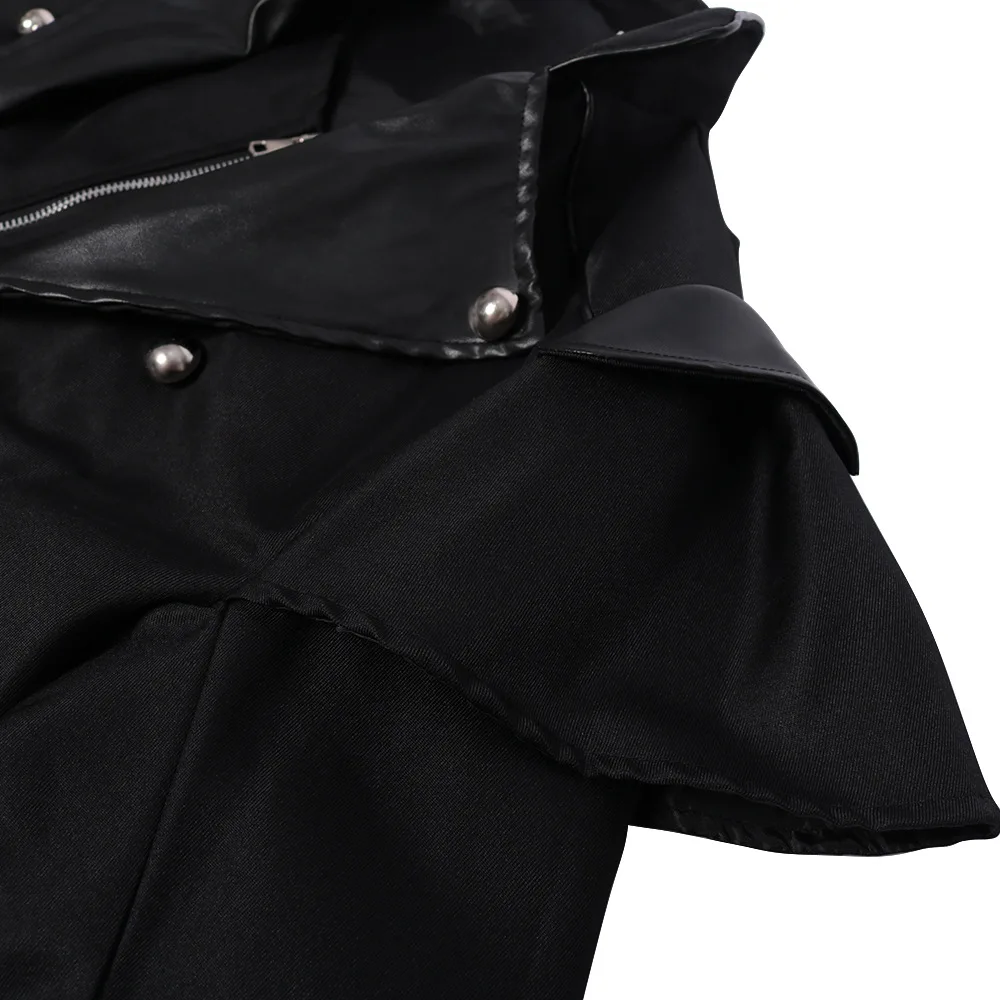 Men Medieval Steampunk Assassin Cosplay Costume Victorian Monk Gothic Black Long Coat Vintage Pirate Overcoat S-3XL