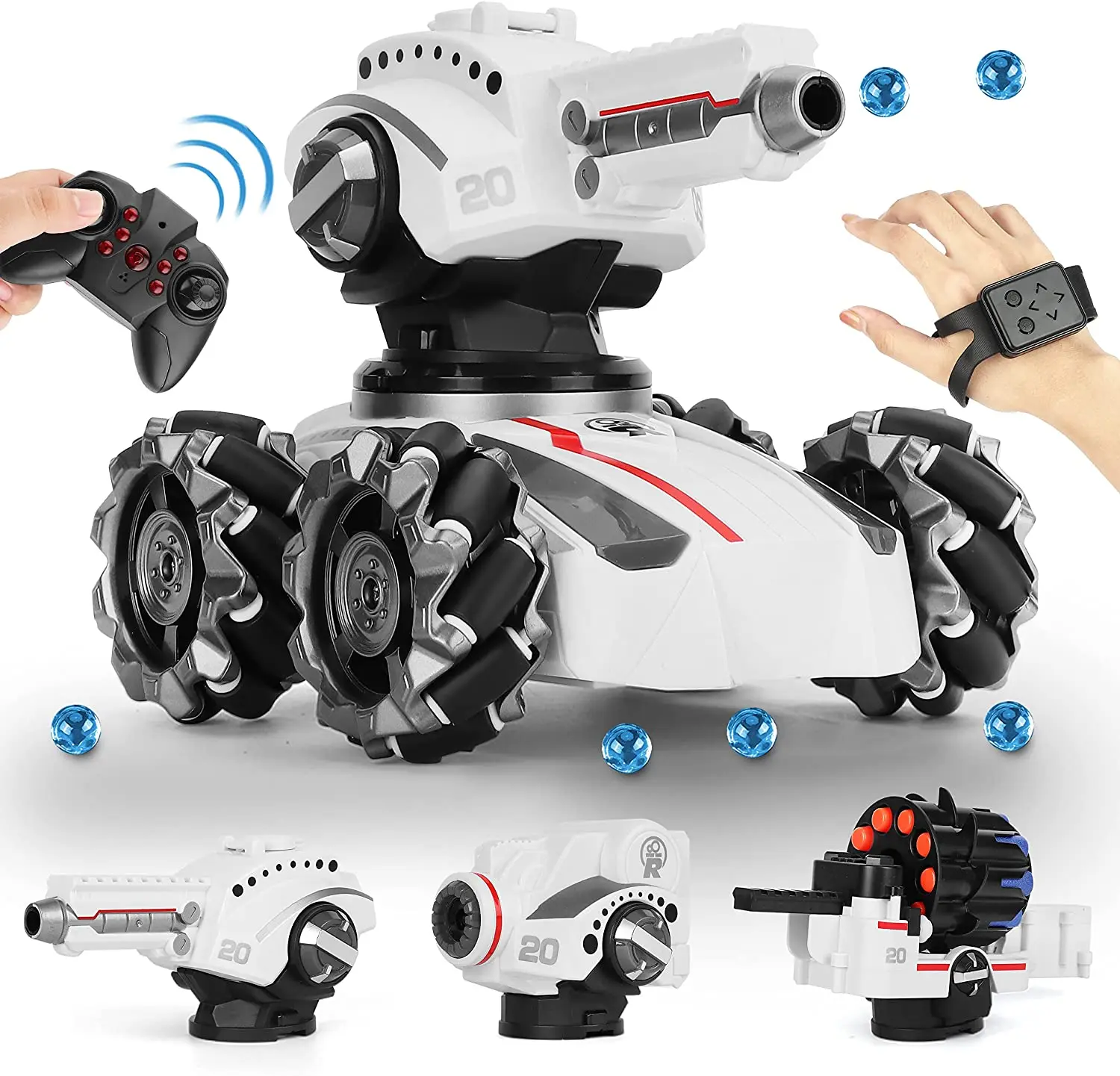 Tiktok Hot Sell 2.4G Radio Control Tank 3 In 1 Shoot Water Ball Bubble Soft Bullet  360 Degree Spin RC Car Toys