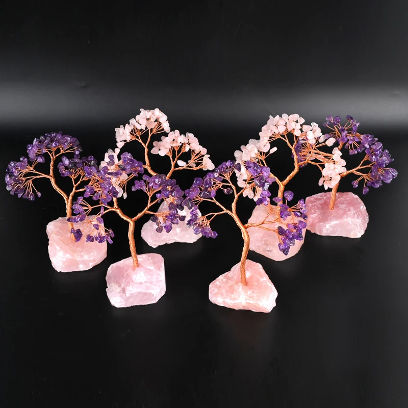 Wholesale Natural Healing Stone Fortune Money Tree Raw Stone Base Medium Crystal Tree For Fengshui