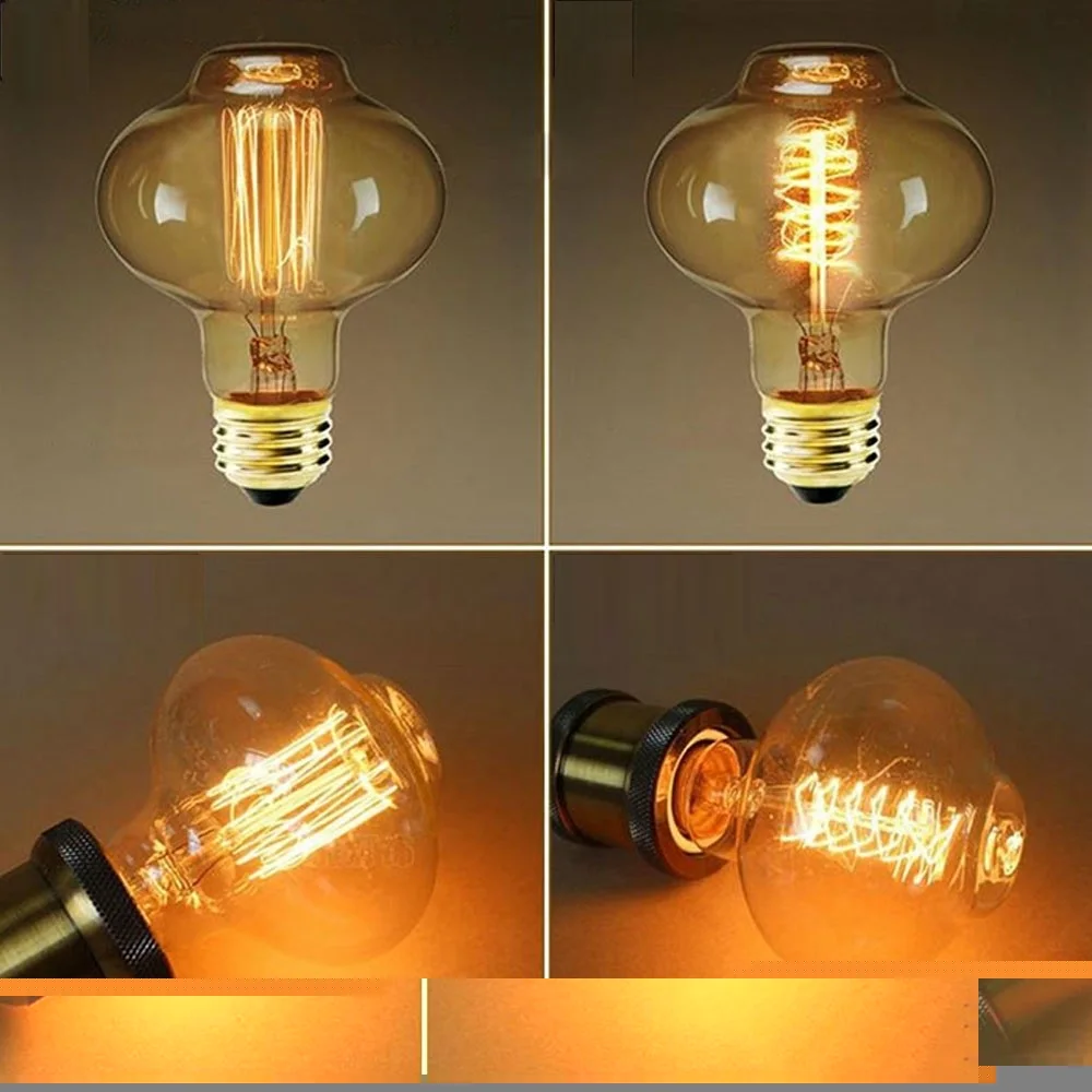 Indoor lighting decoration e26 e27 b22 amber vintage edison light bulb 40w squirrel cage tungsten filament light bulbs L80 lamp