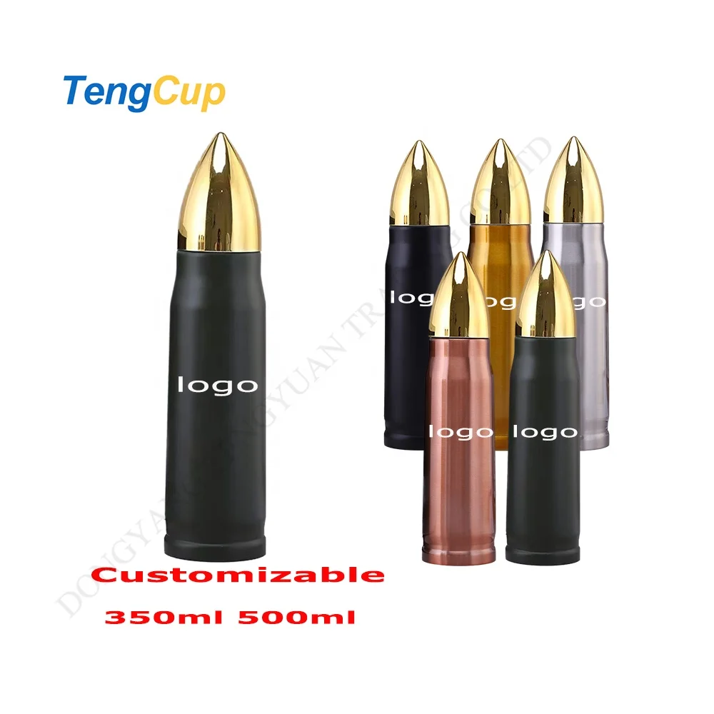 TY 350ml 500ml 1000ml Rocket Shape Creative Travel Vacuum Flask Double Wall Stainless Steel Thermos Bottle Bullet Tumbler