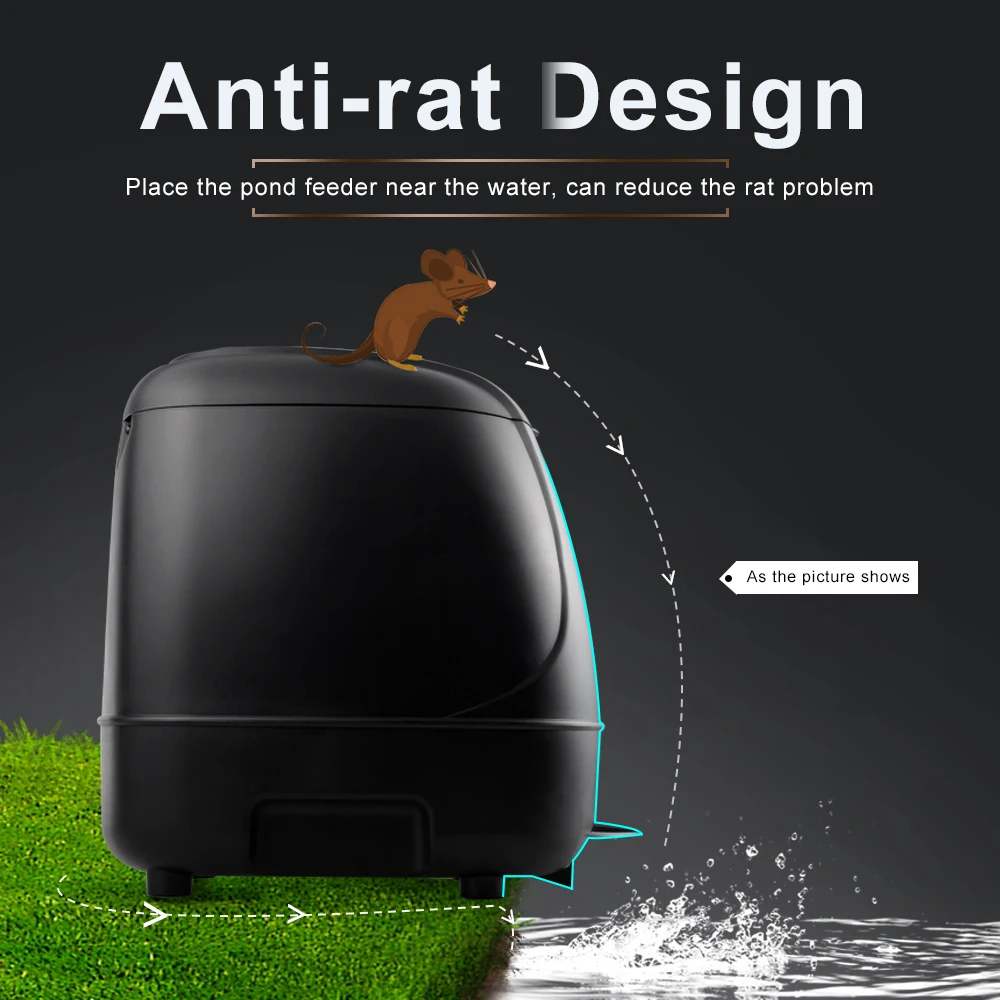 
10L Large Capacity Adjustable Koi food Feeder Timer Fish Food Dispenser Portable Automatic Spraying Pond Feeder 