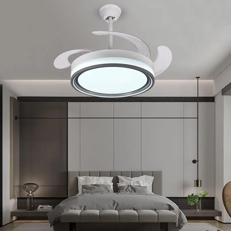 42 Inch Retractable Ceiling Lights Modern Ceiling Fan Chandelier With Light Remote Control for Bedroom Living Room Ceiling Lamp