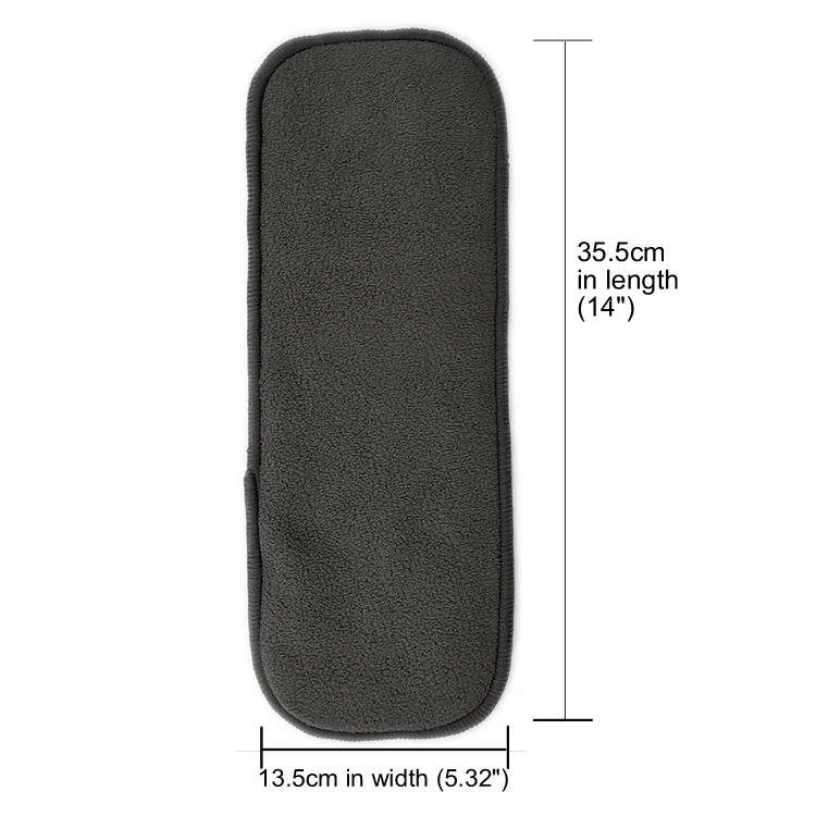 Washable charcoal bamboo inserts reusable cloth diaper liner 5 layers bamboo Insert nappy insert