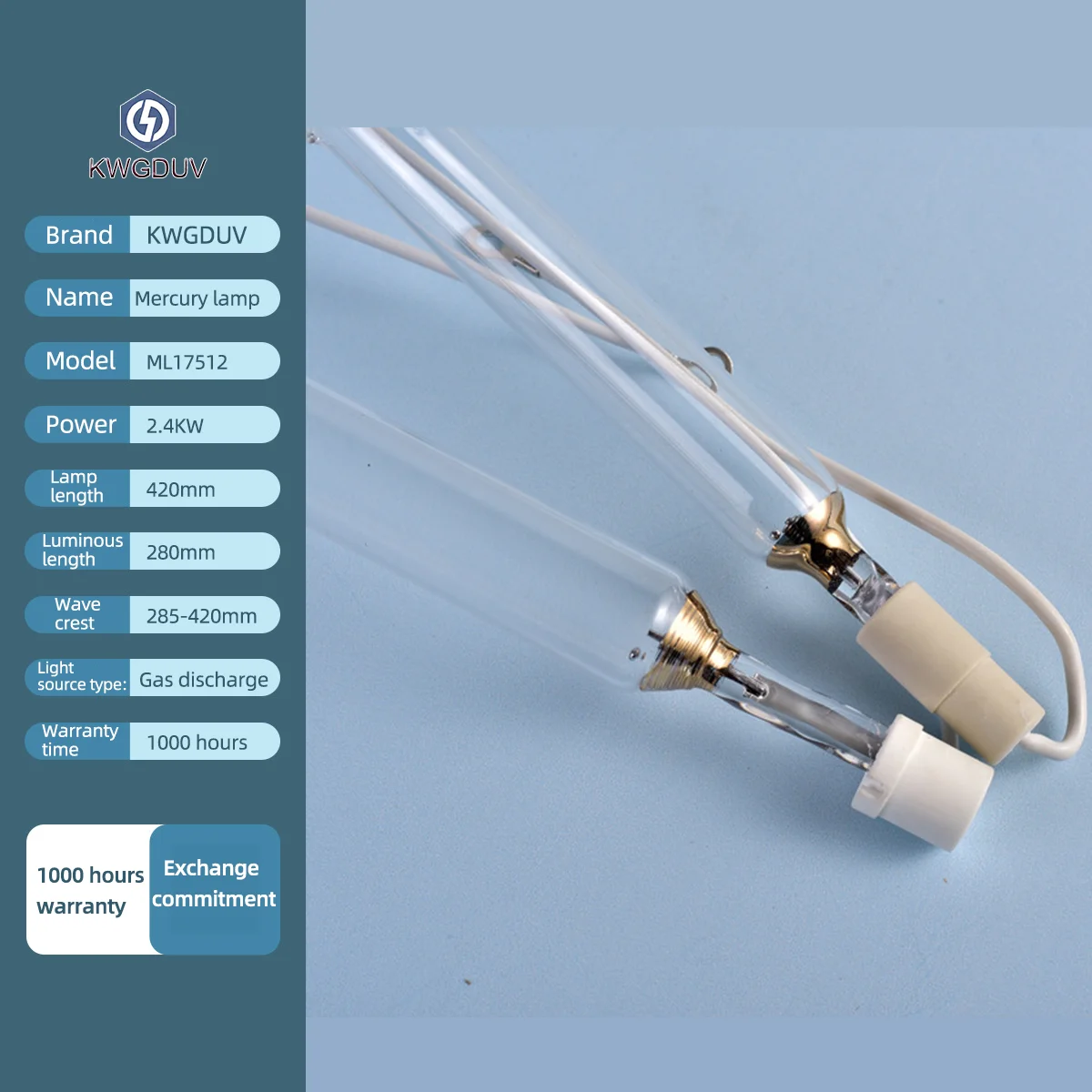 Support Custom Imported High Power 365nm Gallium Lamp UV Curing Lamp for Offset Printing Press UV Drying Curing