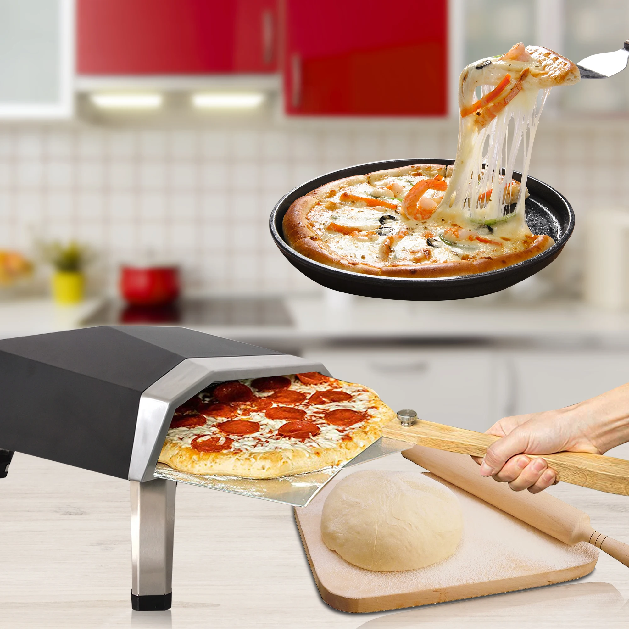 MJ Hot Sale Mini Pizza Oven Household Portable Stainless Steel High Heat Electric Pizza Oven