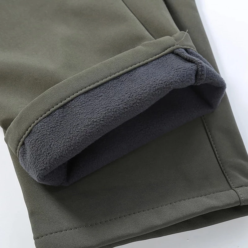 Hiking Pants Men Warm Fleece Softshell Pants Outdoor Sports Camping Fishing Skiing Trekking Windproof Waterproof Trousers