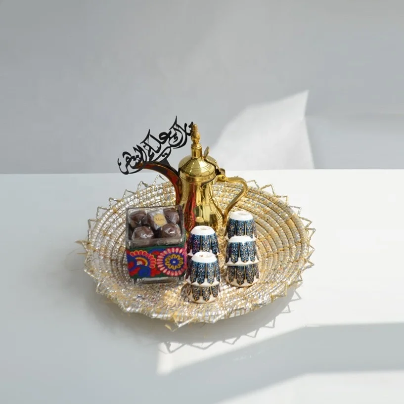 
TX Custom Eid Mubarak Arabic Gold Acrylic Cake Topper For Islamic Ramadan Eid Mubarak Cake Decoration 