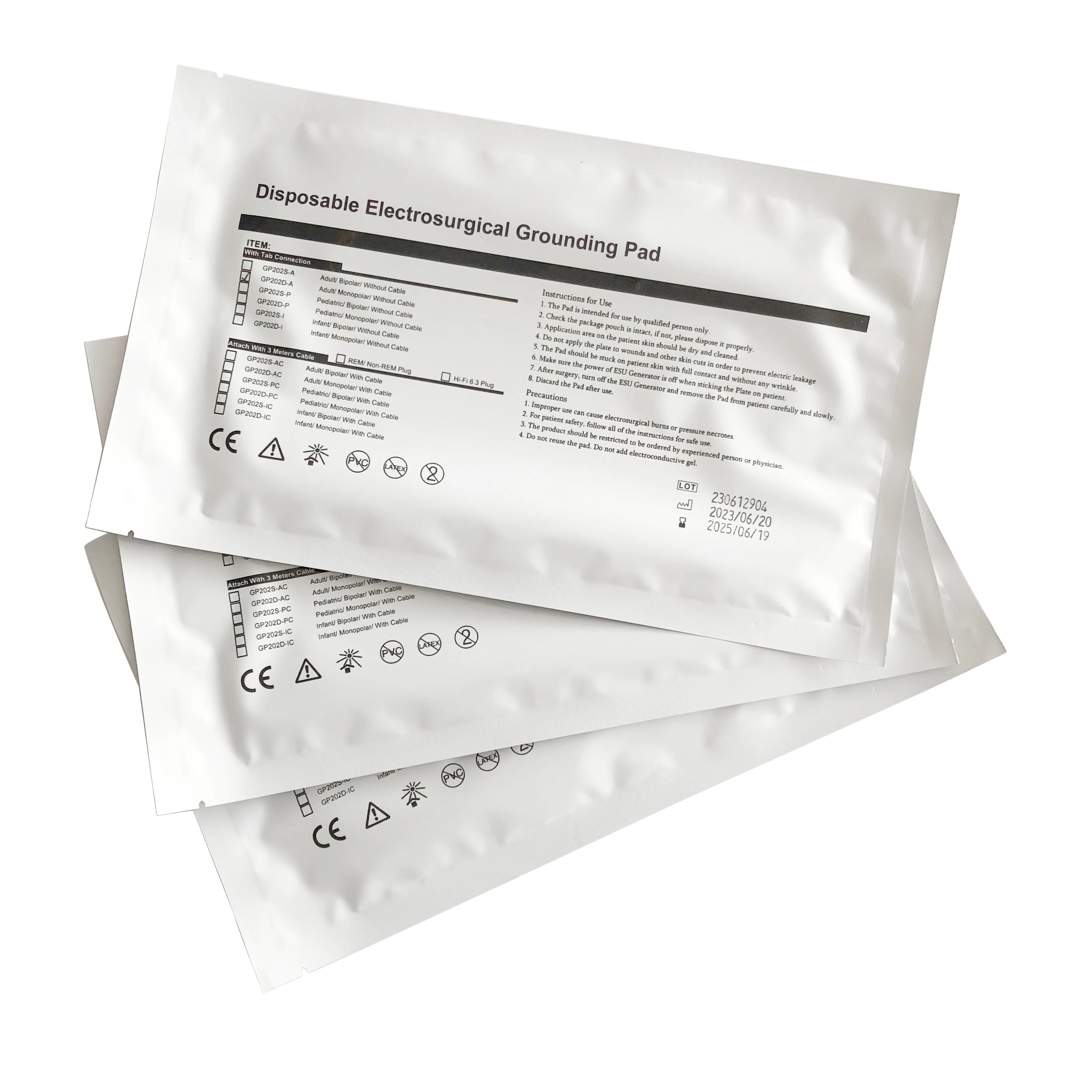 Disposable electrosurgery neutral monopolar bipolar adult esu plate electrosurgical grounding electrode pads